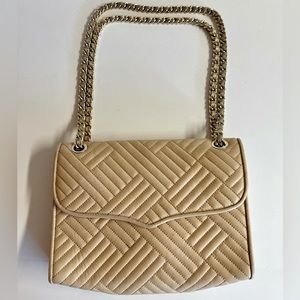 Rebecca Minkoff - Fold over quilted leather cream bag with Gold chain straps